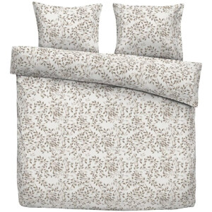 Leen Bakker - Dekbedovertrek Aline - Wit/taupe - 240x200/220 Cm - Katoen - Wit#Taupe