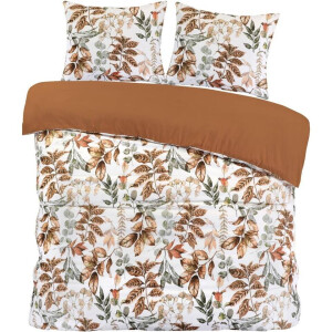 2e Halve Prijs Leen Bakker - Dekbedovertrek Celina - Wit/terra - 240x220 Cm - Microvezel - Wit#Rood