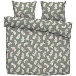 Leen Bakker - Dekbedovertrek Line - Grijs/groen - 200x200 Cm - Katoen - Grijs#Groen