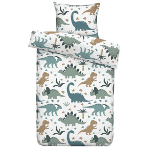 2e Halve Prijs Leen Bakker - Dekbedovertrek Luut - Wit/ - 140x200/220 Cm - Polyester - Groen