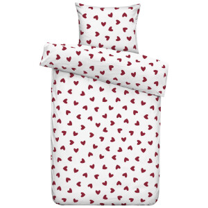 2e Halve Prijs Leen Bakker - Dekbedovertrek Wies - Wit/rood - 140x200/220 Cm - Katoen - Rood#Wit