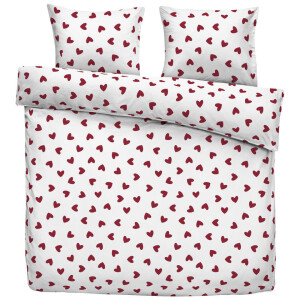 2e Halve Prijs Leen Bakker - Dekbedovertrek Wies - Wit/rood - 200x200/220 Cm - Katoen - Wit#Rood