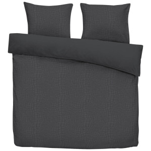 2e Halve Prijs Leen Bakker - Dekbedovertrek Cozy Contour - Antraciet - 240x220 Cm - Polyester - Grijs