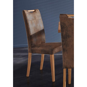 Home affaire Eetkamerstoel Roberta gestoffeerde stoel, massief eiken frame (set, 2 stuks)