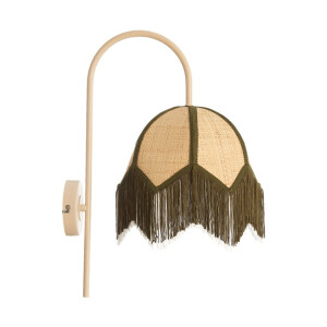 Light & Living Wandlamp 'Sulina' Raffia, kleur Naturel/Groen