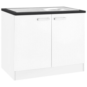 OPTIFIT Gootsteenkast Odense 100 cm breed, met 2 deuren, inclusief inbouwspoelbak van edelstaal