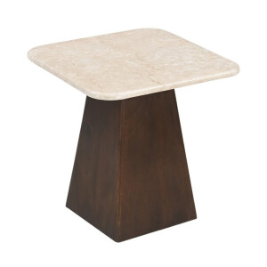 Sohome Vierkante Bijzettafel 'Margred' Marmer en mangohout, 45 x 45cm