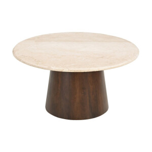 Sohome Ronde Salontafel 'Margred' Marmer en mangohout, 75cm
