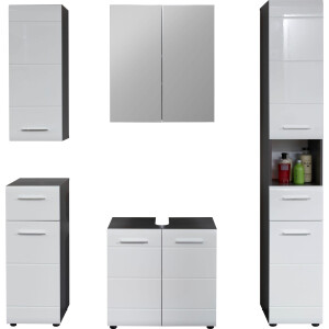 INOSIGN Badkamerserie Sovana Badkamermeubels met hoogglanzende fronten en chroomglanzende handgrepen (set, 5-delig)