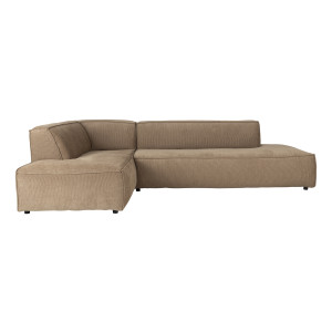 Zuiver Loungebank 'Fat Freddy' Links, Rib, kleur Caramel