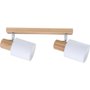 SPOT Light Plafondlamp TREEHOUSE Natuurproduct van eikenhout, met flexibele lampenkop, kap van stof (1 stuk)