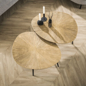 LifestyleFurn Organische Salontafel 'Miya' Ray Metal, Set van 2 stuks
