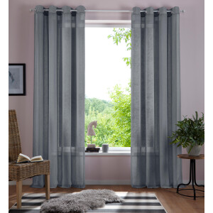 Home affaire Gordijn Mara transparant, linnen look, monochroom, basic (1 stuk)