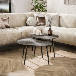 Salontafel Brown Ray leaf set van 2 Donkerbruin brons