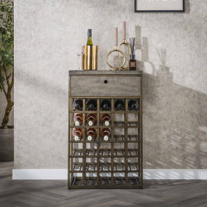 LifestyleFurn Wijnkast 'Dishon' Antiek Brass, Met 30 flessen