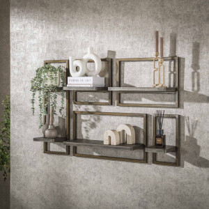 LifestyleFurn Wandplank 'Dishon' Antiek Brass, Set van 5 stuks