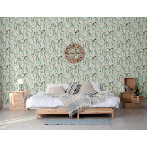 DUTCH WALLCOVERINGS Behang Flamingo mintkleurig