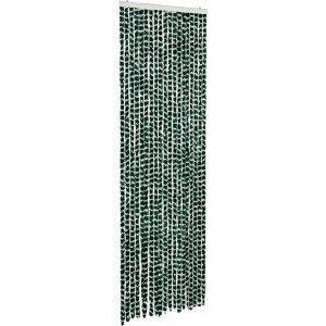 vidaXL - Vliegengordijn - 56x200 - cm - chenille - groen - en - wit