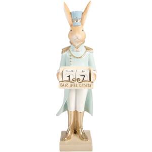 Clayre & Eef Decoratie Beeld Konijn 9x10x32 cm Beige Kunststof