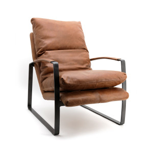 Eleonora Leren Fauteuil 'Lex', kleur cognac