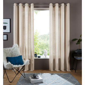 my home Gordijn Rudy Halftransparant, linnenlook, polyester, lengtestrepen (1 stuk)