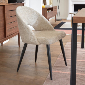 Kave Home Eetkamerstoel 'Mael' Chenille, kleur Beige