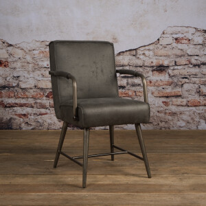 Tower Living Eetkamerstoel 'Belmonte' met armleuning, kleur grijs