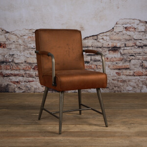 Tower Living Eetkamerstoel 'Belmonte' met armleuning, kleur cognac