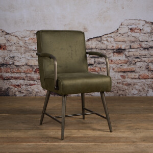 Tower Living Eetkamerstoel 'Belmonte' met armleuning, kleur groen