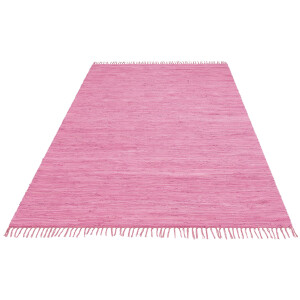 my home Vloerkleed Ares Effen kleuren, handgeweven, met franjes, puur katoen, wasbaar, loper