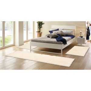 my home Set slaapkamerkleedjes Kjara Loperset, slaapkamerkleed, zuivere wol, echte flokati, met de hand geweven