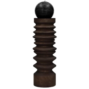 ROTELLO - kandelaar - mango hout / metaal - DIA 11 x H 32 cm - bruin