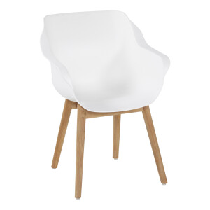 Hartman Tuinstoel 'Sophie Teak' met armleuning, kleur Wit