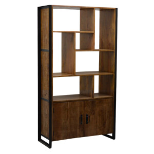 LivingFurn Wandkast 'Strong' Mango en staal, 213 x 120cm