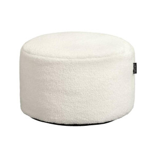 Leen Bakker - Poef Teddy - Off-white - 48x28 Cm - Polyester - Wit