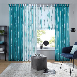 my home Gordijn Dimona set van 2, voile, polyester, golven (2 stuks)