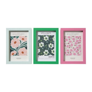Fotolijsten set van 3 - groen/roze/blauw - 10x15 cm