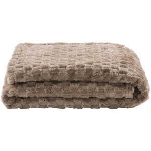 1+1 Gratis Leen Bakker - Plaid Cynthia - 130x170 Cm - Polyester - Taupe
