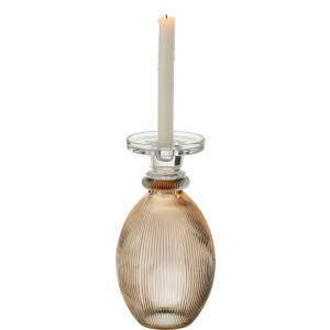 J-Line kandelaar/vaas Malik Rond - glas - taupe/transparant