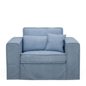 Loveseat Metropolis, Ice Blue, Washed Cotton