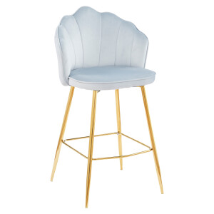 Artistiq Barkruk 'Alexander' Velvet, kleur lichtgrijs (zithoogte 68cm)