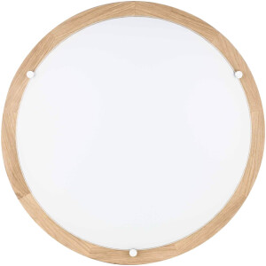 SPOT Light Led-plafondlamp Frida Led-lichtbron geïntegreerd, scherm van glas, plafondrozet van eikenhout