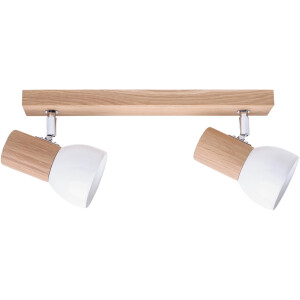 SPOT Light Plafondlamp SVENDA Natuurproduct van massief hout, met flexibele spots, scherm van metaal