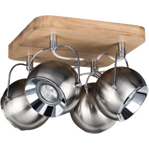 SPOT Light Plafondlamp BALL WOOD Inclusief ledlampen, natuurproduct van eikenhout, flexibele spots