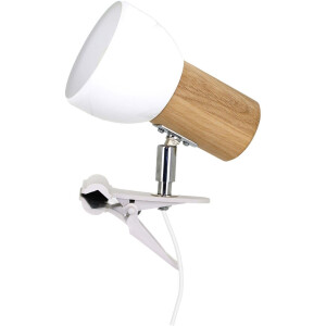 SPOT Light Klemlamp SVENDA Natuurproduct van massief hout, duurzaam, met beweegbare kop