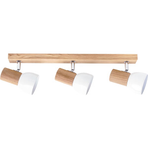 SPOT Light Plafondlamp SVENDA Natuurproduct van massief hout, met flexibele spots, scherm van metaal