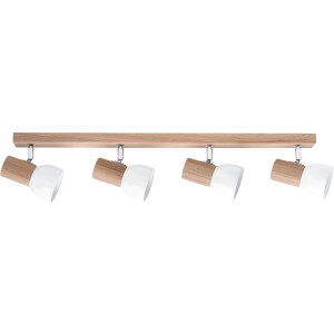 SPOT Light Plafondlamp SVENDA Natuurproduct van massief hout, met flexibele spots, scherm van metaal