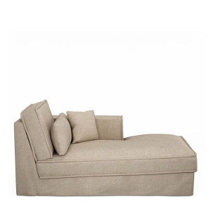 Metropolis Chaise Longue Right, washed cotton, natural