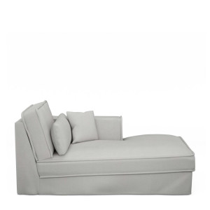 Metropolis Chaise Longue Right, washed cotton, ash grey