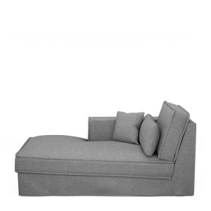 Metropolis Chaise Longue Left, washed cotton, grey